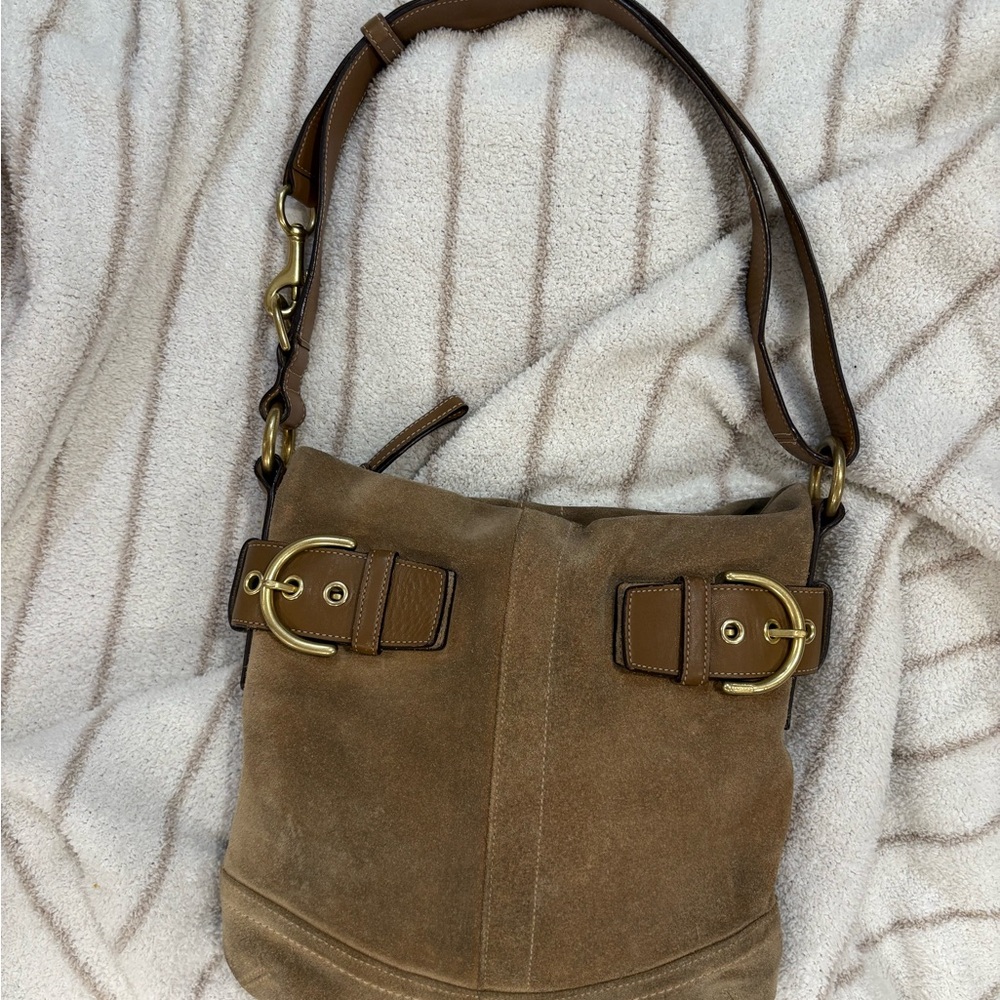 Brown Suede COACH Shoulder Boho Bag